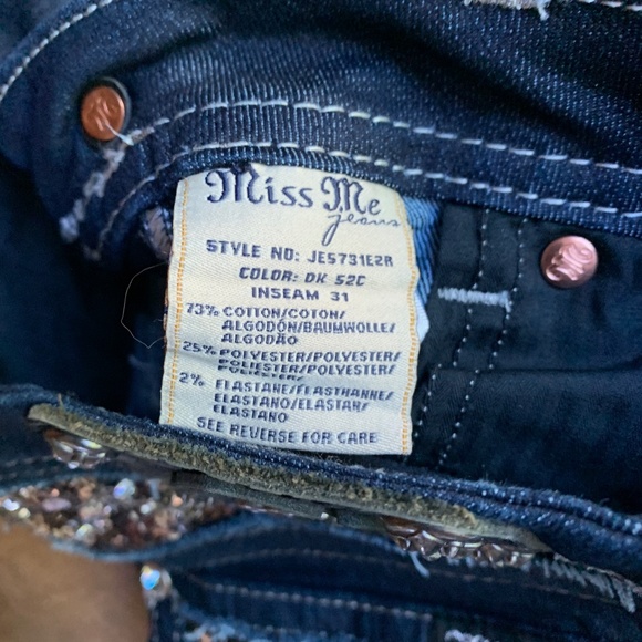 Women's Miss Me Jeans Easy Boot Rhinestone Flap Sequins Sz 28 **HEMMED to 28.5 - Picture 10 of 11